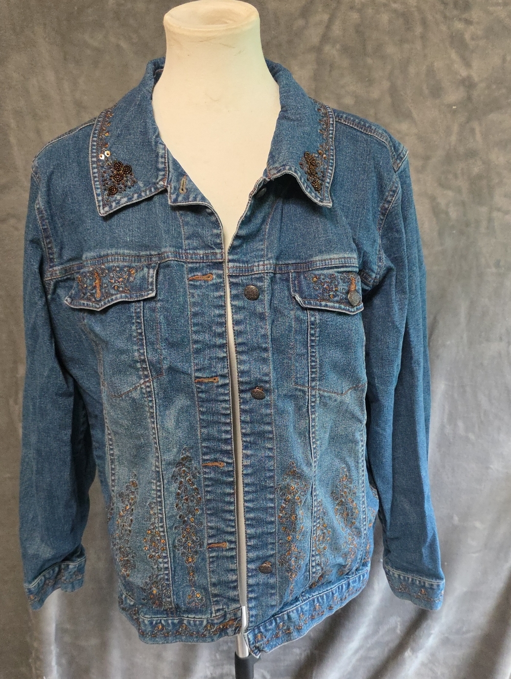 Denim&Co Blue Embellished Jean Jacket